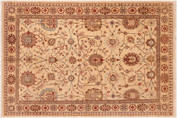 handmade Transitional Lahore Beige Brown Hand Knotted RECTANGLE 100% WOOL area rug 6 x 9